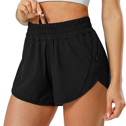 High-waist 3-inch quick-dry athletic gym running shorts