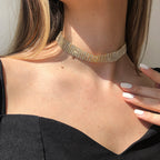 Sparkling geometric rhinestone clavicle chain necklace