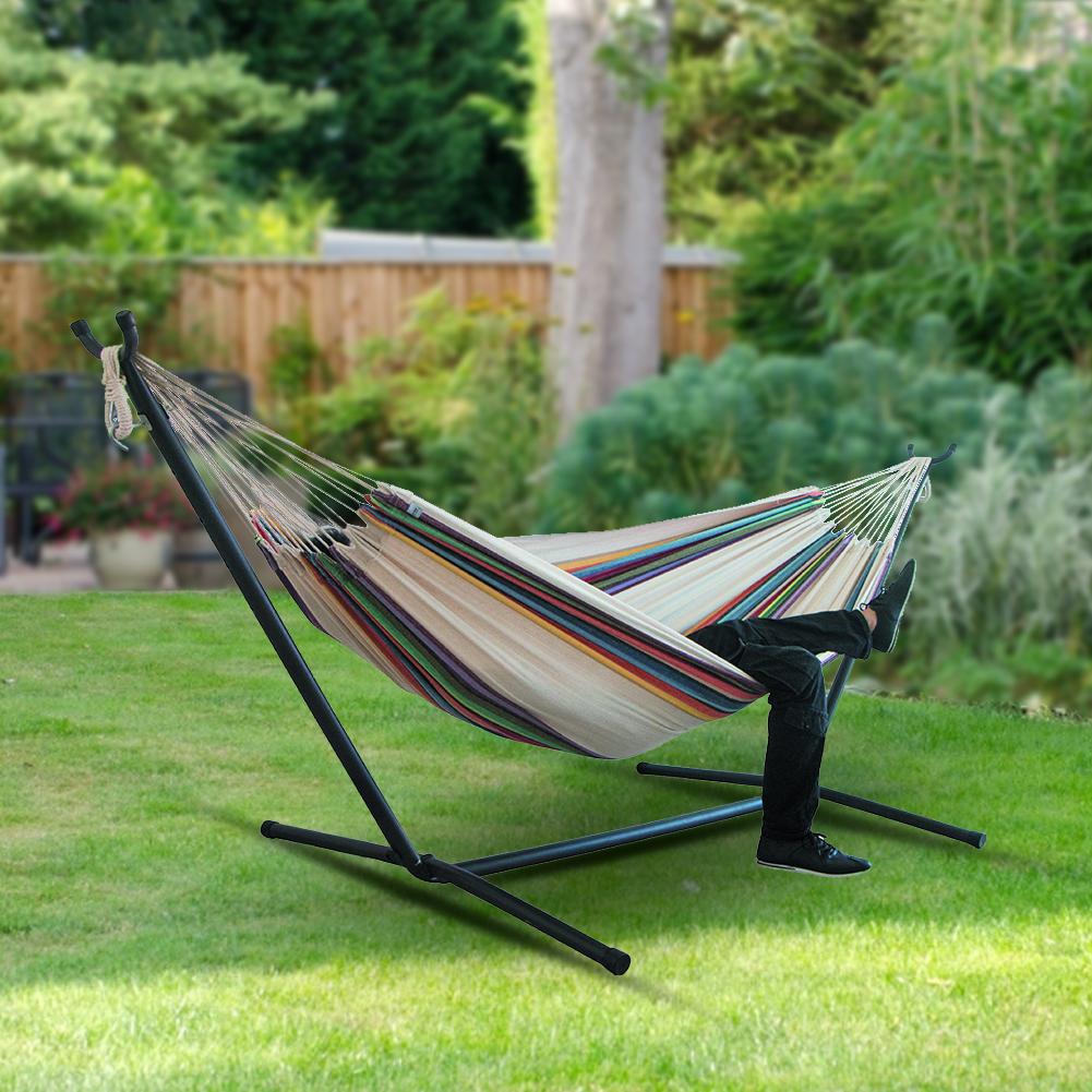 Wide double canvas camping hammock