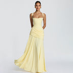 Sleeveless Slip Dress – Waist-Cinching Flared Maxi Dress by OEM
