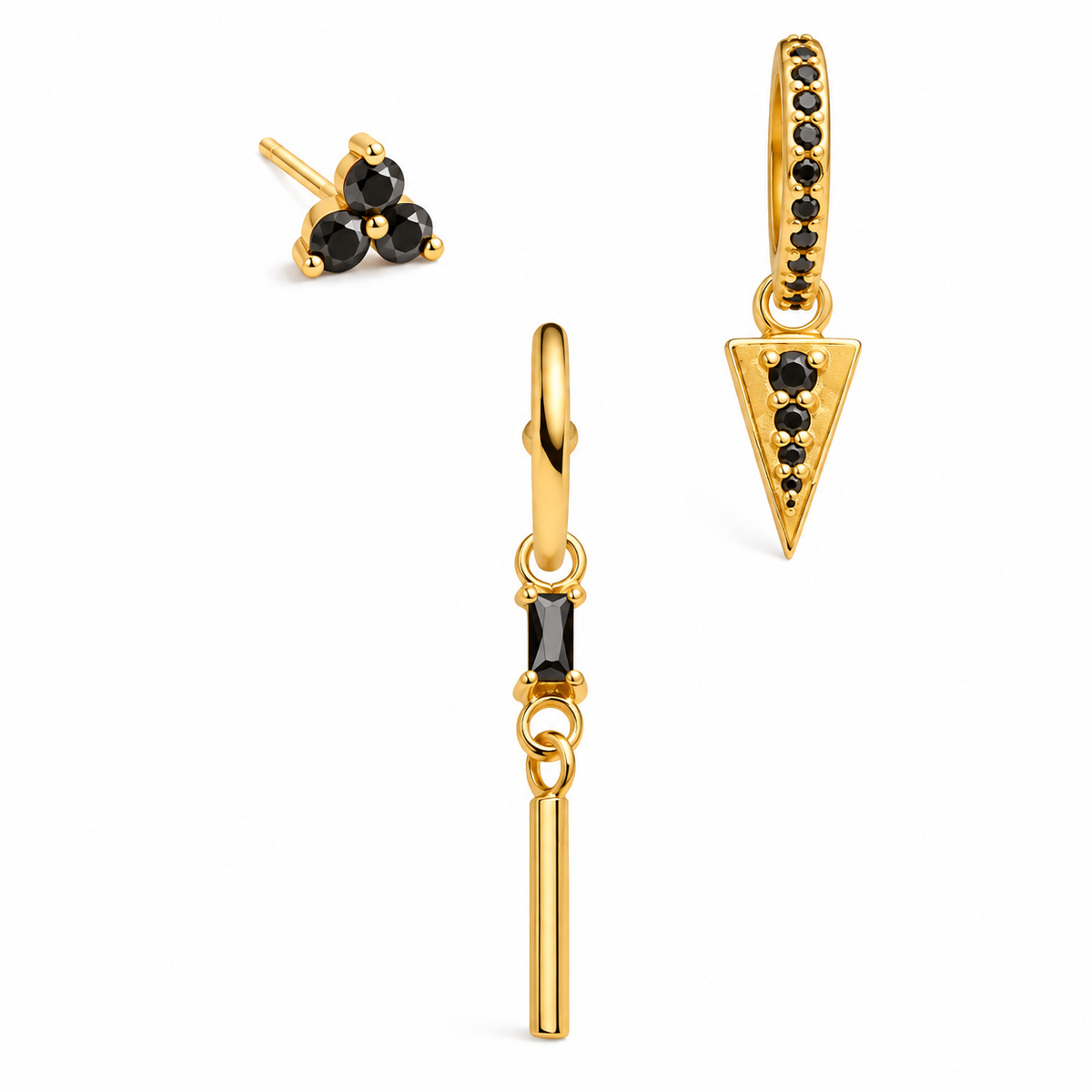 Earrings Set – 3-Piece Zircon Geometric Earrings