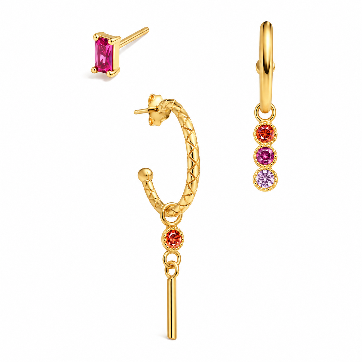 Earrings Set – 3-Piece Zircon Geometric Earrings