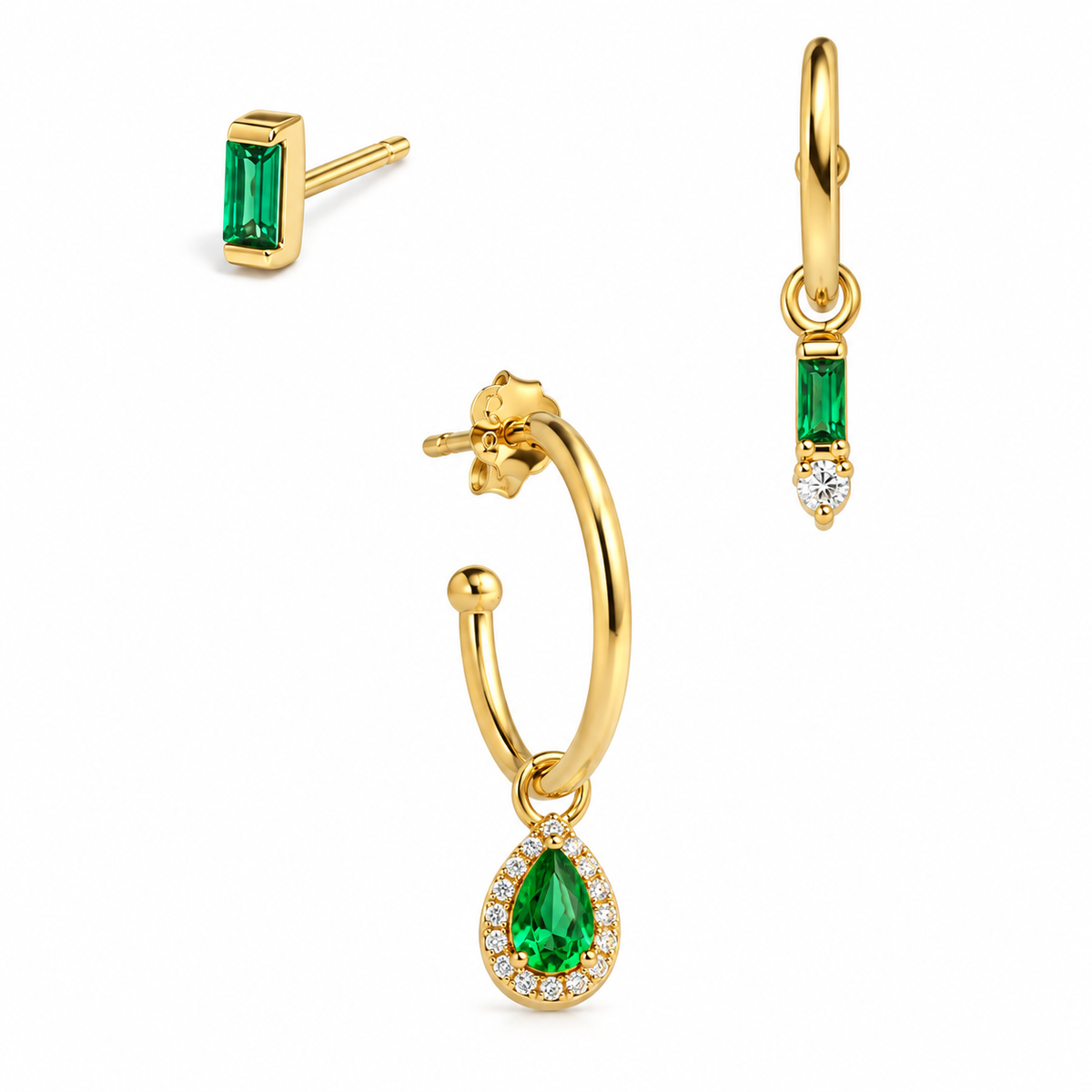 Earrings Set – 3-Piece Zircon Geometric Earrings