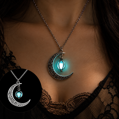 Glow-in-the-Dark Necklace – Luminous Moon Stone Pendant