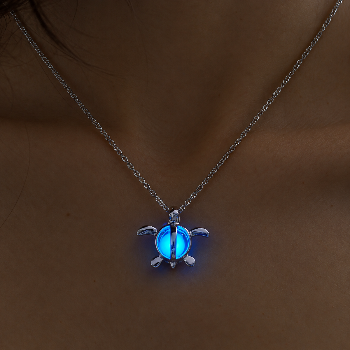 Glow-in-the-Dark Necklace – Luminous Moon Stone Pendant