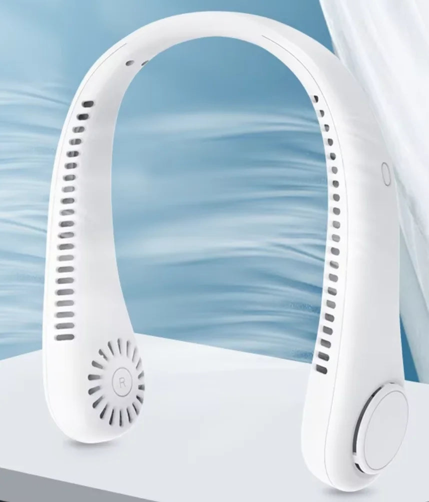 Portable rechargeable hands-free bladeless neck fan