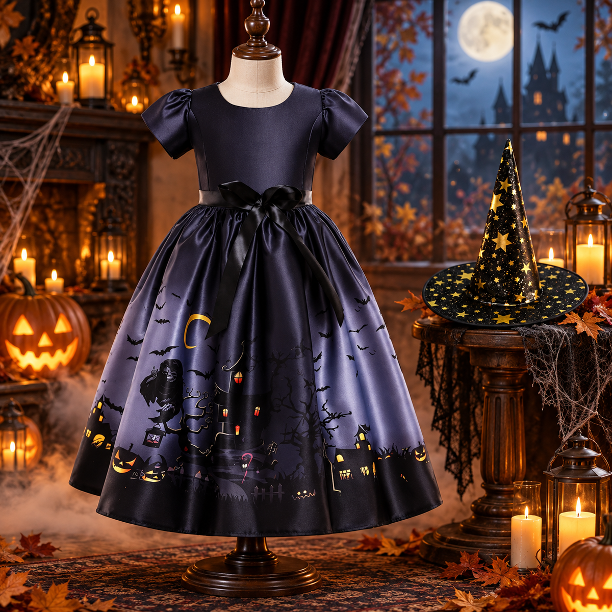 Halloween Princess Dress Halloween Printed Mesh