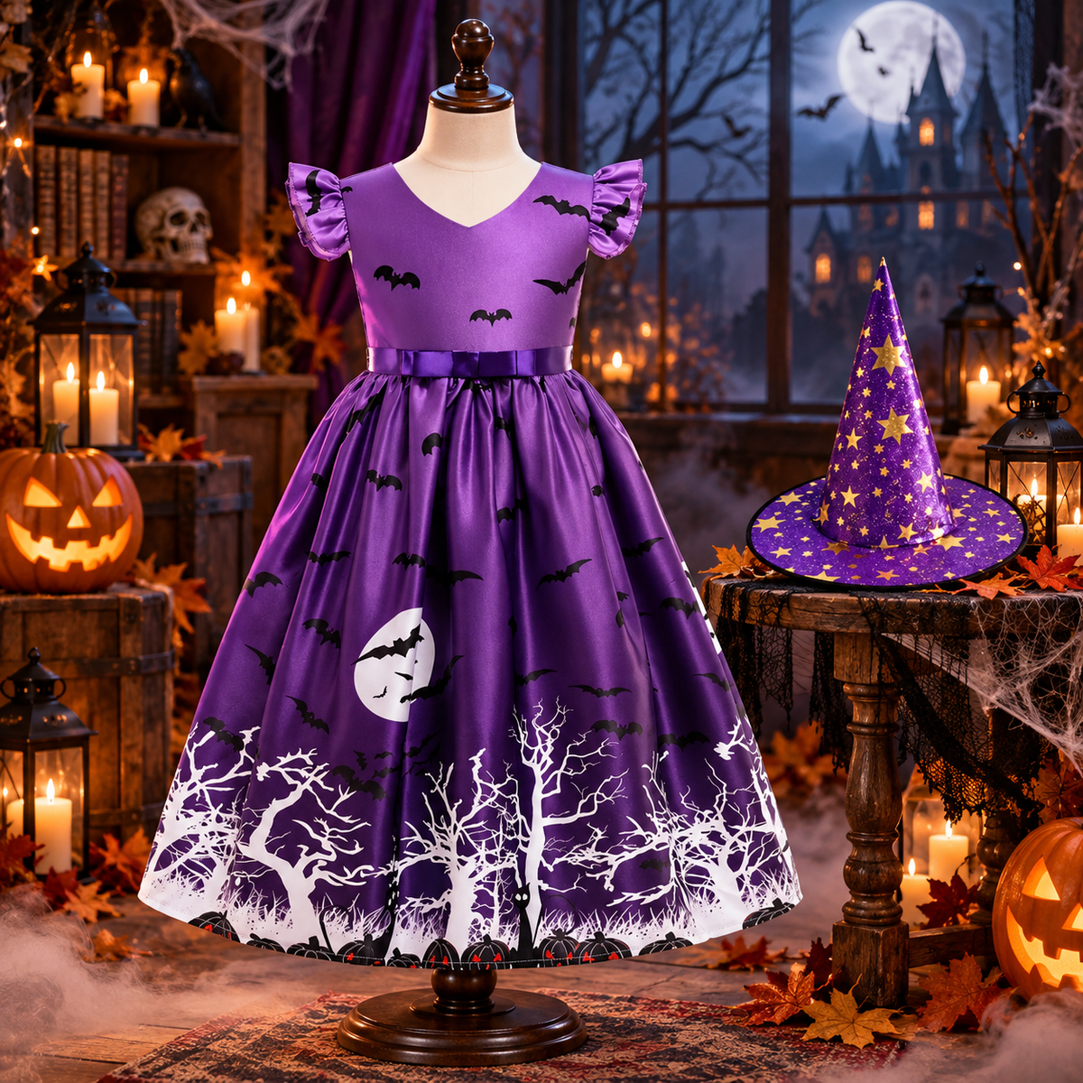 Halloween Princess Dress Halloween Printed Mesh