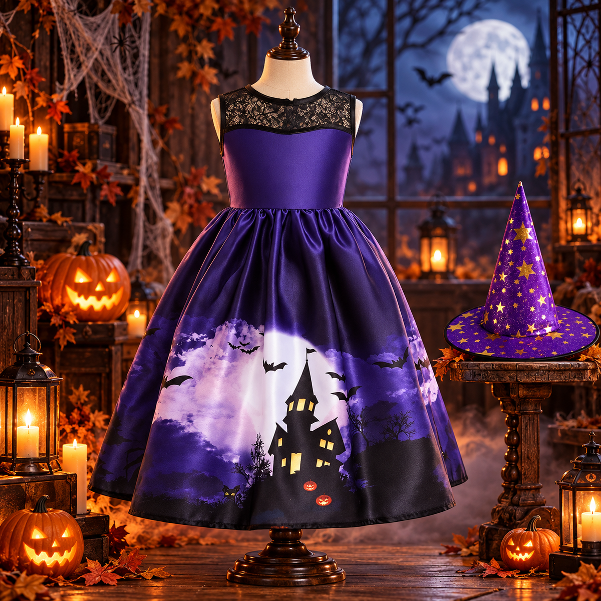 Halloween Princess Dress Halloween Printed Mesh