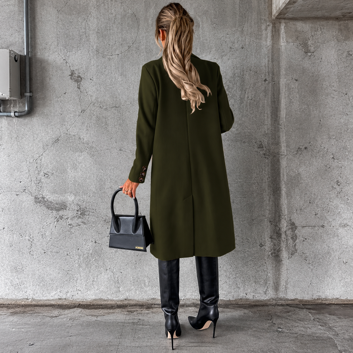 Double Breasted Lapel Coat Winter Fashion Solid Slim Long Jacket Long Sleeve Tops Womens Clothing