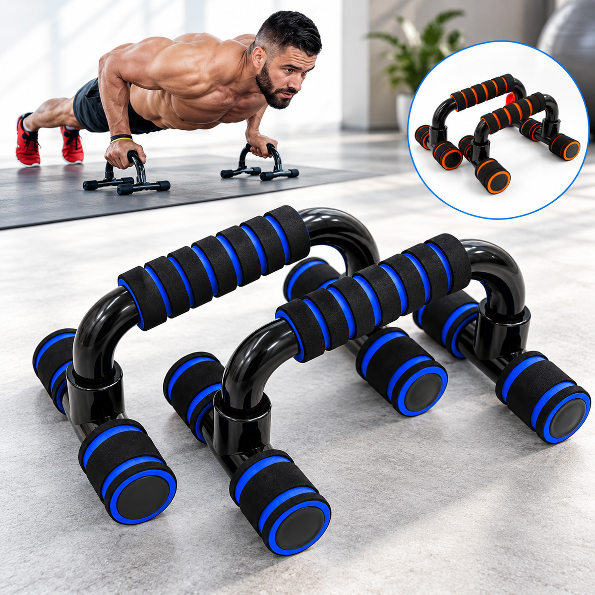 Push-Up Bars – H-Shaped Foam-Grip Push-Up Stands