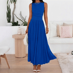 Pleated Pocket Maxi Dress – Sleeveless Long Dress