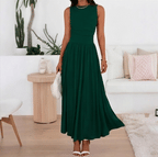 Pleated Pocket Maxi Dress – Sleeveless Long Dress