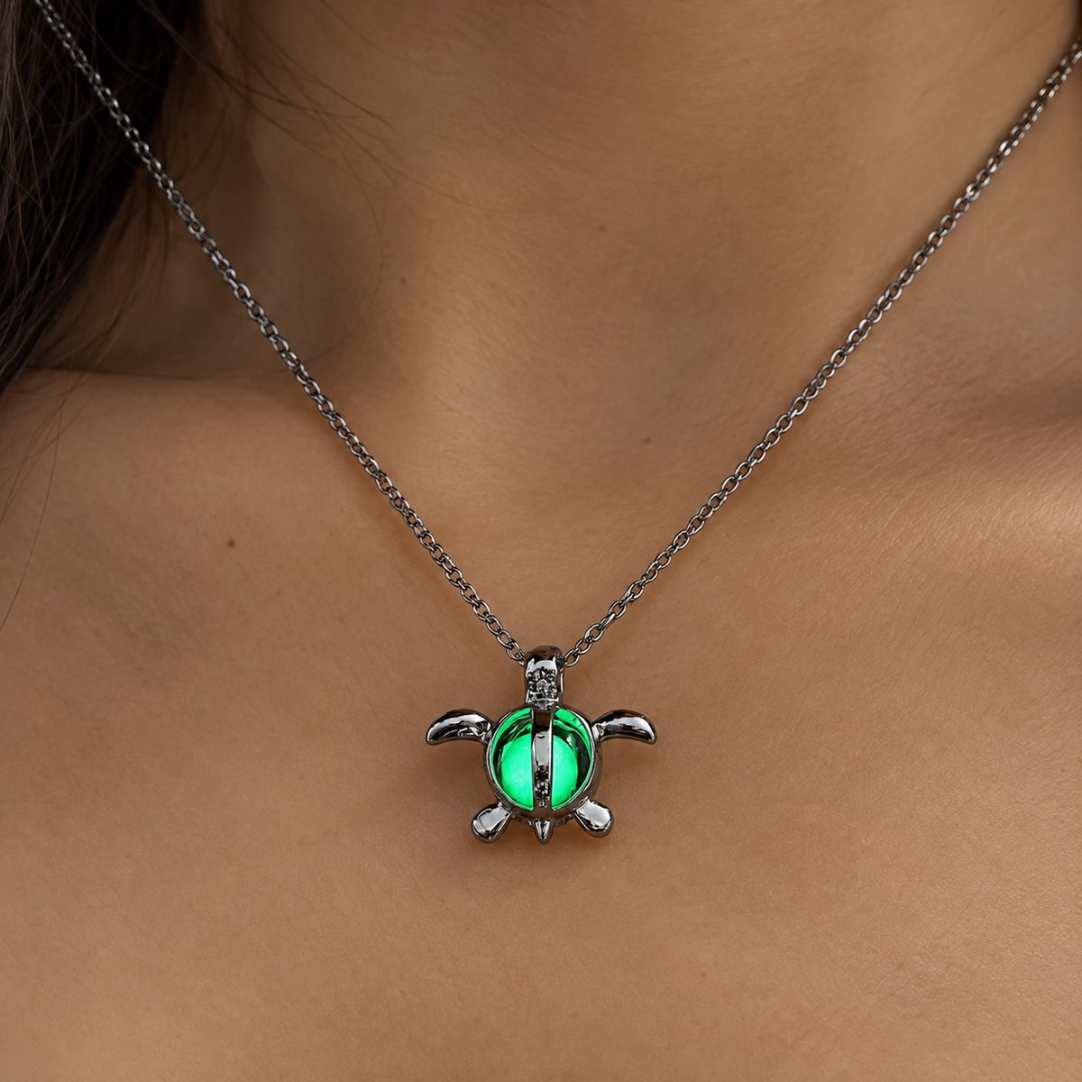 Glow-in-the-Dark Necklace – Luminous Moon Stone Pendant