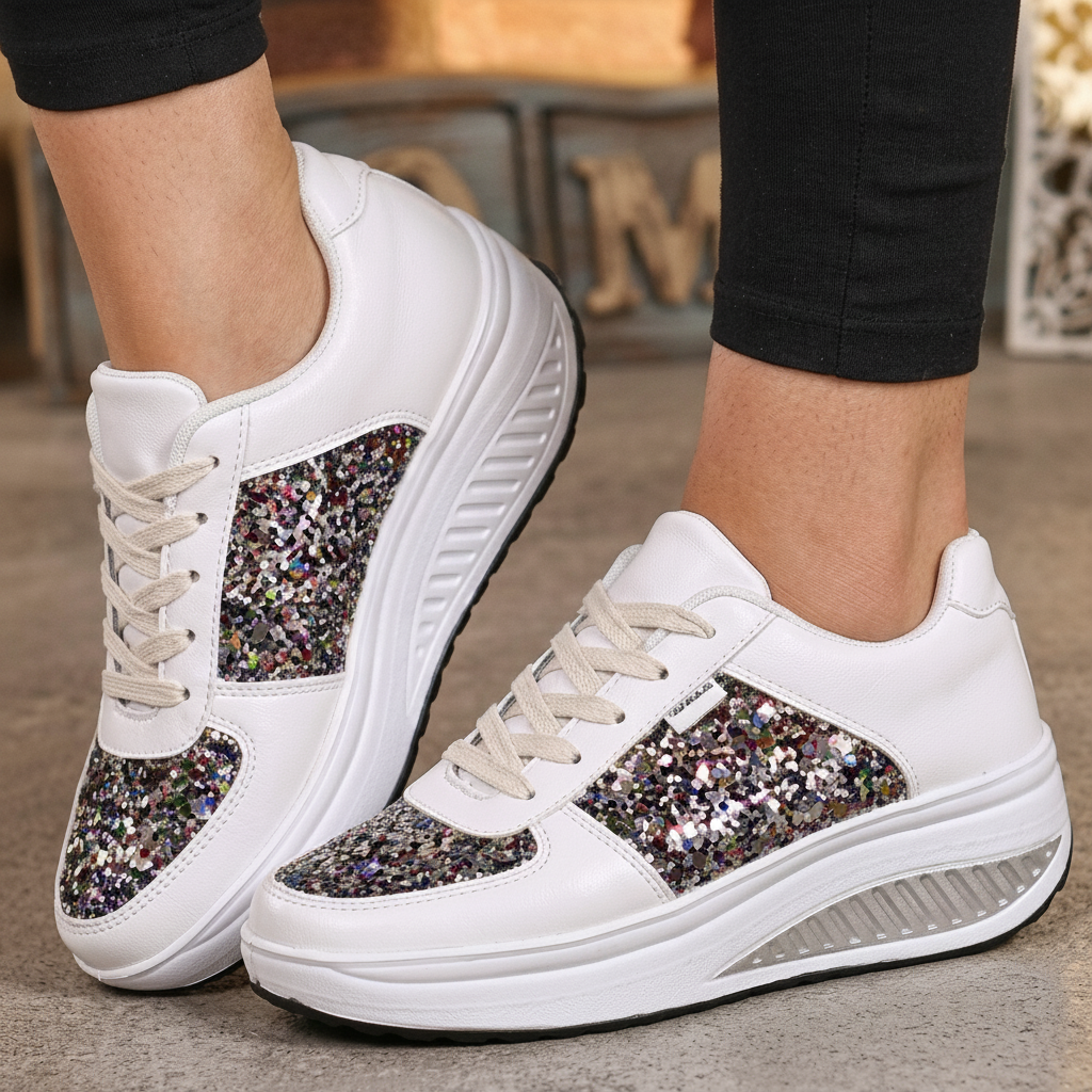 Sequin High-Top Sneakers – Sparkle Canvas Shoes for Women