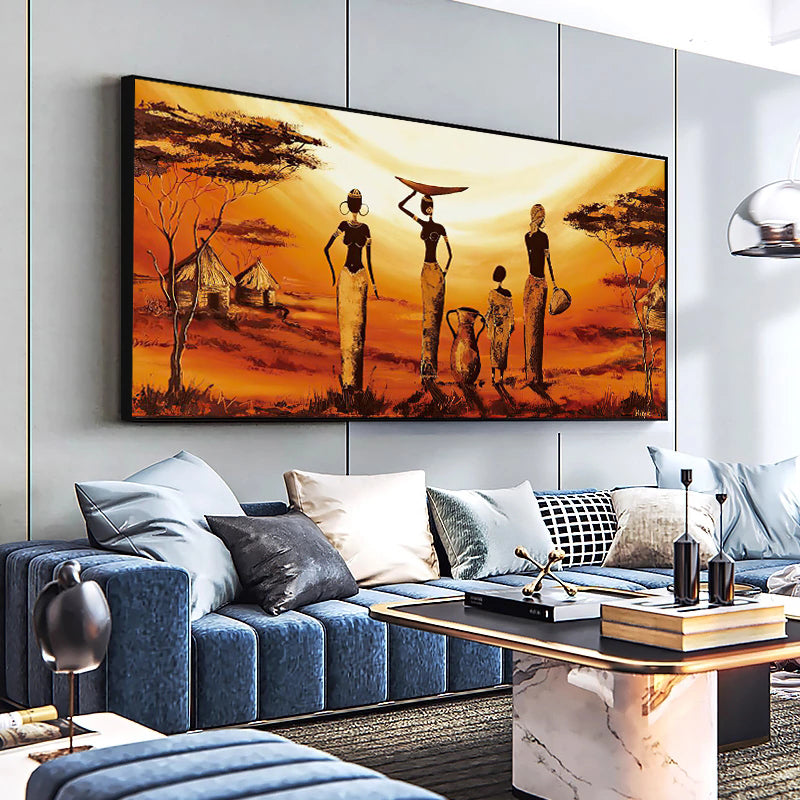 Abstract African woman canvas wall art poster