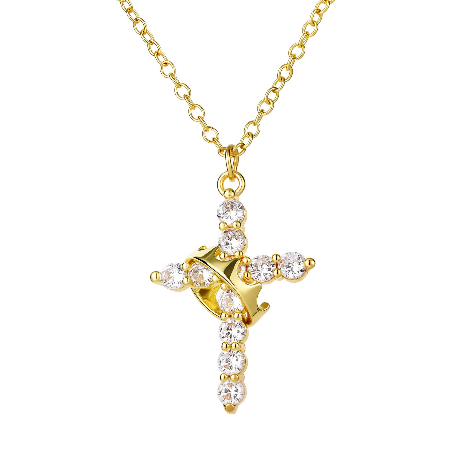 Cross Necklace – Rotatable Crown & Cross Pendant by OEM