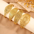 Gold Bangle Bracelet – Titanium Steel Hollow Carved Cuff