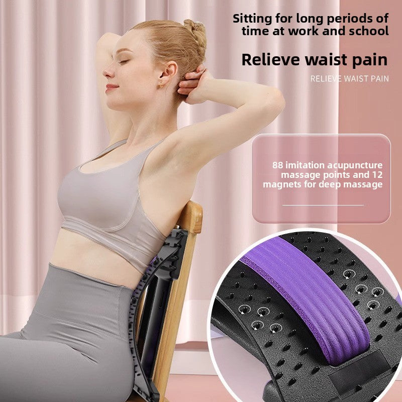 Adjustable lumbar support back stretcher posture massager