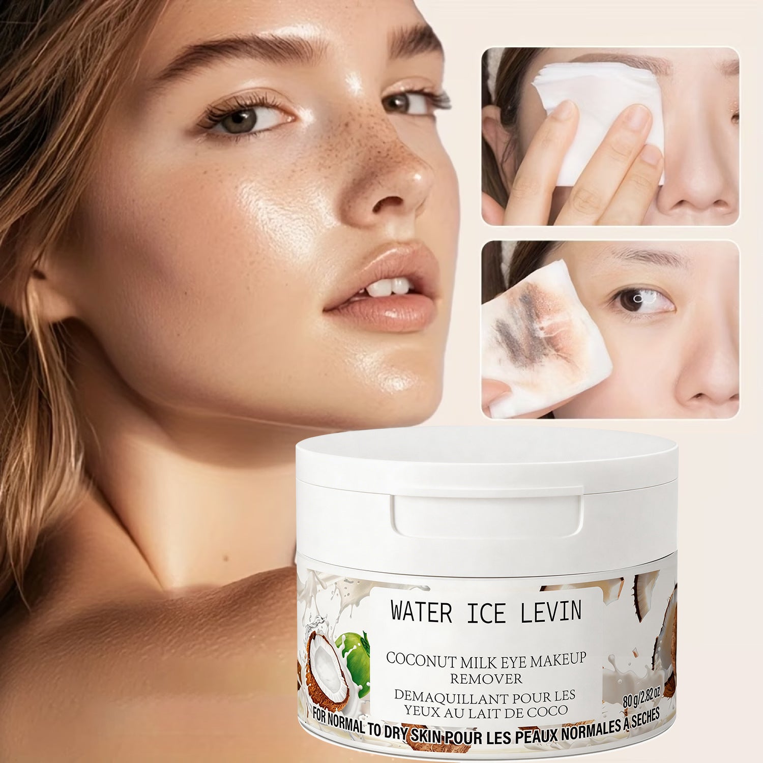 Gentle makeup-removing coconut cleansing face cream