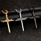 Men's stainless steel nail cross pendant necklace