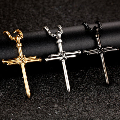 Men's Cross Necklace – Stainless Steel Nail Cross Pendant