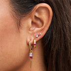 Three-piece zircon geometric earrings set