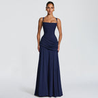 Sleeveless Slip Dress – Waist-Cinching Flared Maxi Dress by OEM