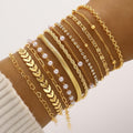 Twelve-piece beaded chain bracelet stack set for women