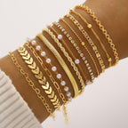 Twelve-piece beaded chain bracelet stack set for women