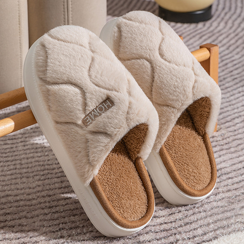 Warm plush indoor winter house slippers