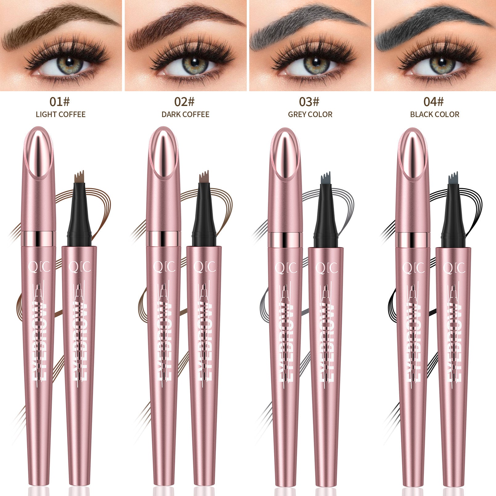 4-tip smudge-proof waterproof liquid eyebrow pen