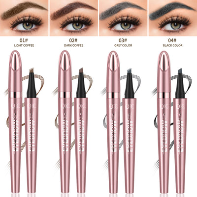Waterproof Liquid Eyebrow Pencil – 4-Tip Smudge-Proof Brow Pen