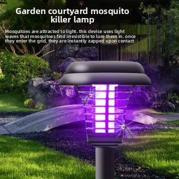 Solar-powered waterproof outdoor garden mosquito bug zapper lamp