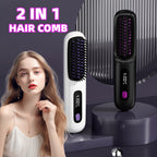 Cordless 2-in-1 heated hair straightening comb, USB-C