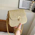 Woven minimalist straw crossbody shoulder bag