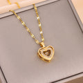 Titanium steel double-layer love heart pendant necklace