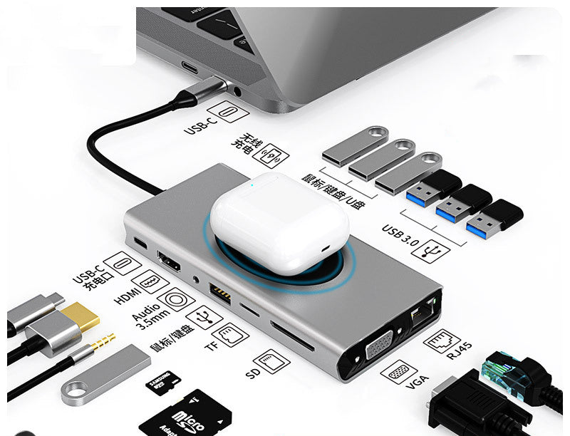 Multi-function USB-C HDMI docking station hub adapter