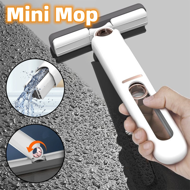 Portable self-wringing mini squeeze sponge mop