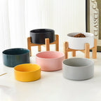 Raised elevated ceramic dog and cat feeder bowl