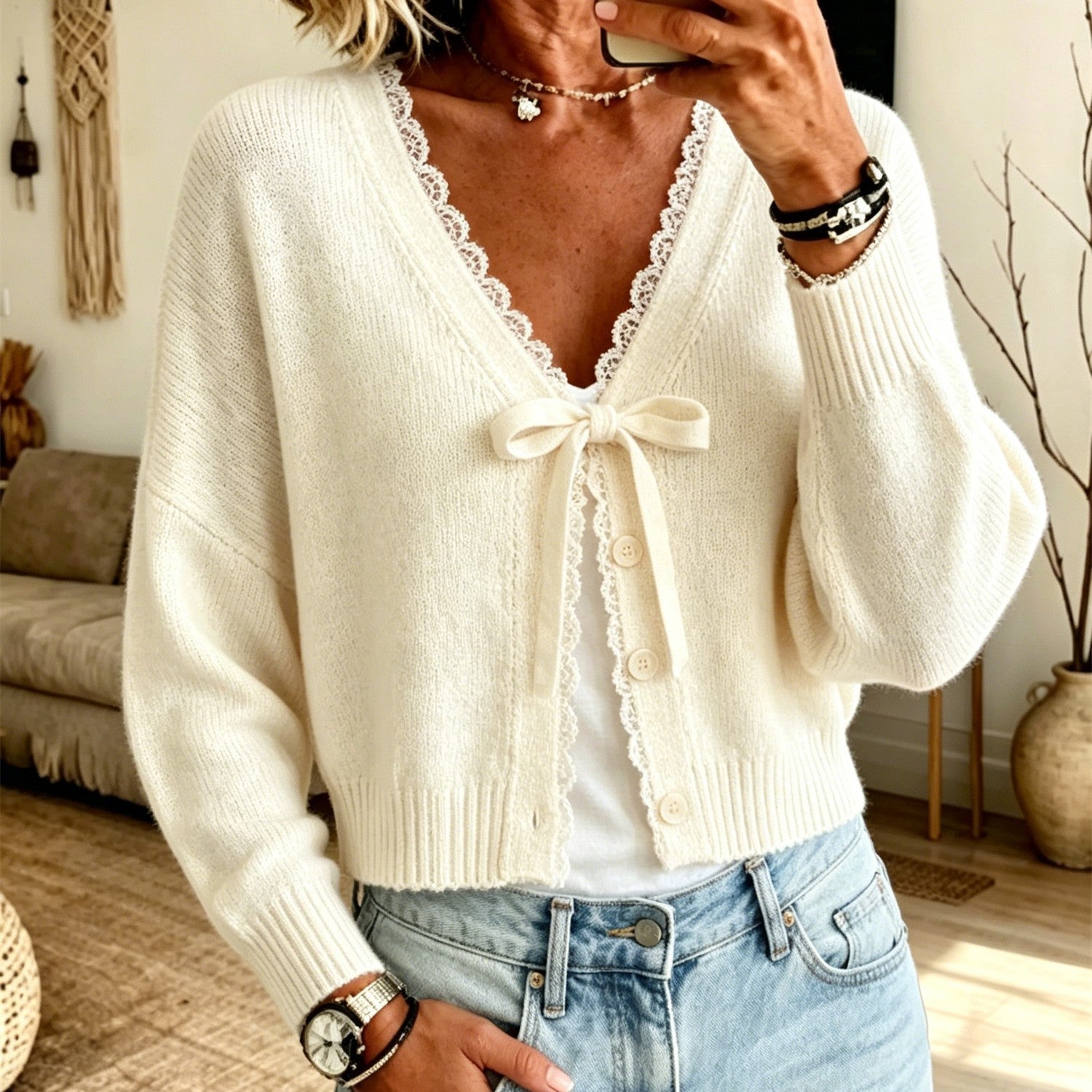 Casual long-sleeve polyester blouse for women