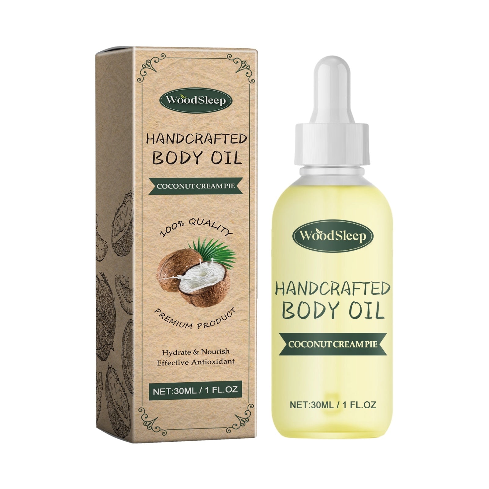 Handcrafted vanilla coconut nourishing body oil
