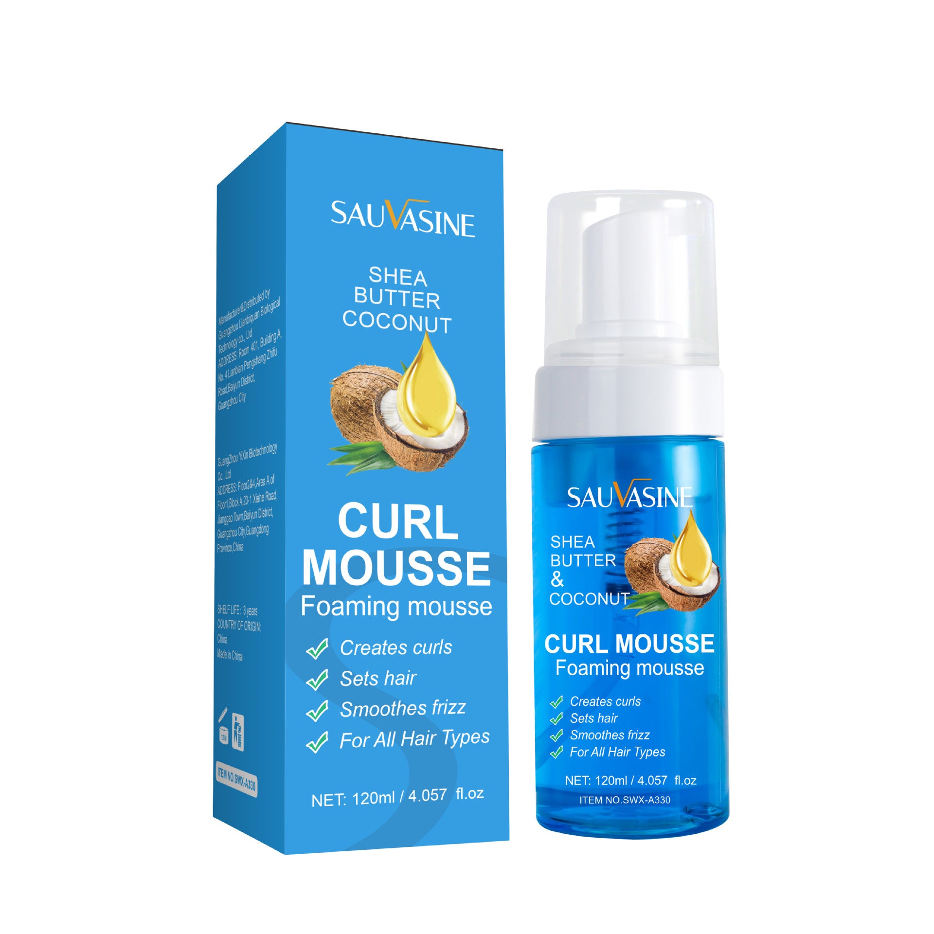 Moisturizing coconut curl-defining foam mousse, 120ml