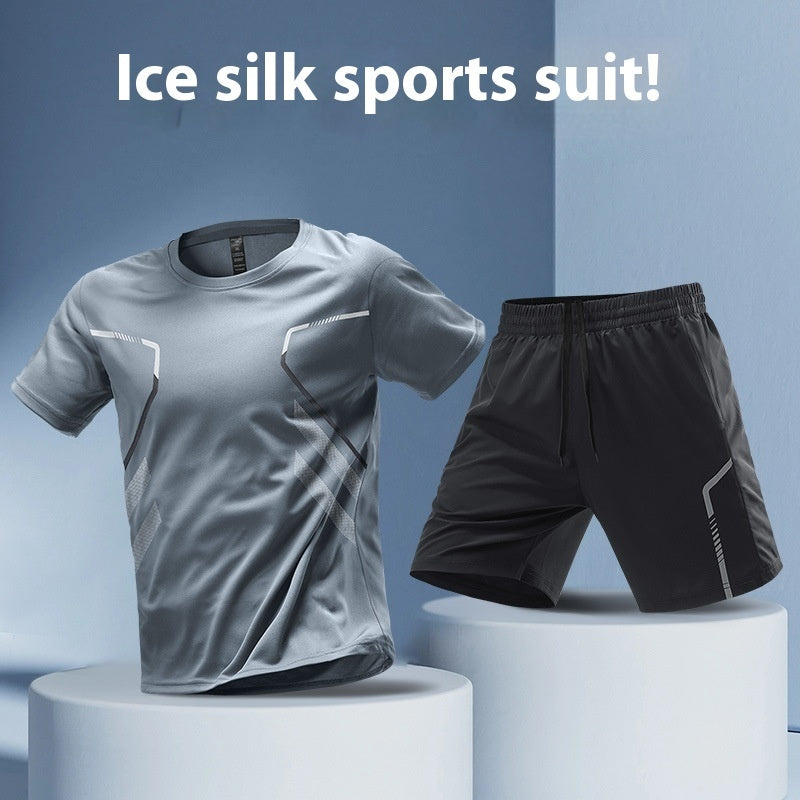 Men's quick-dry running T-shirt and shorts set
