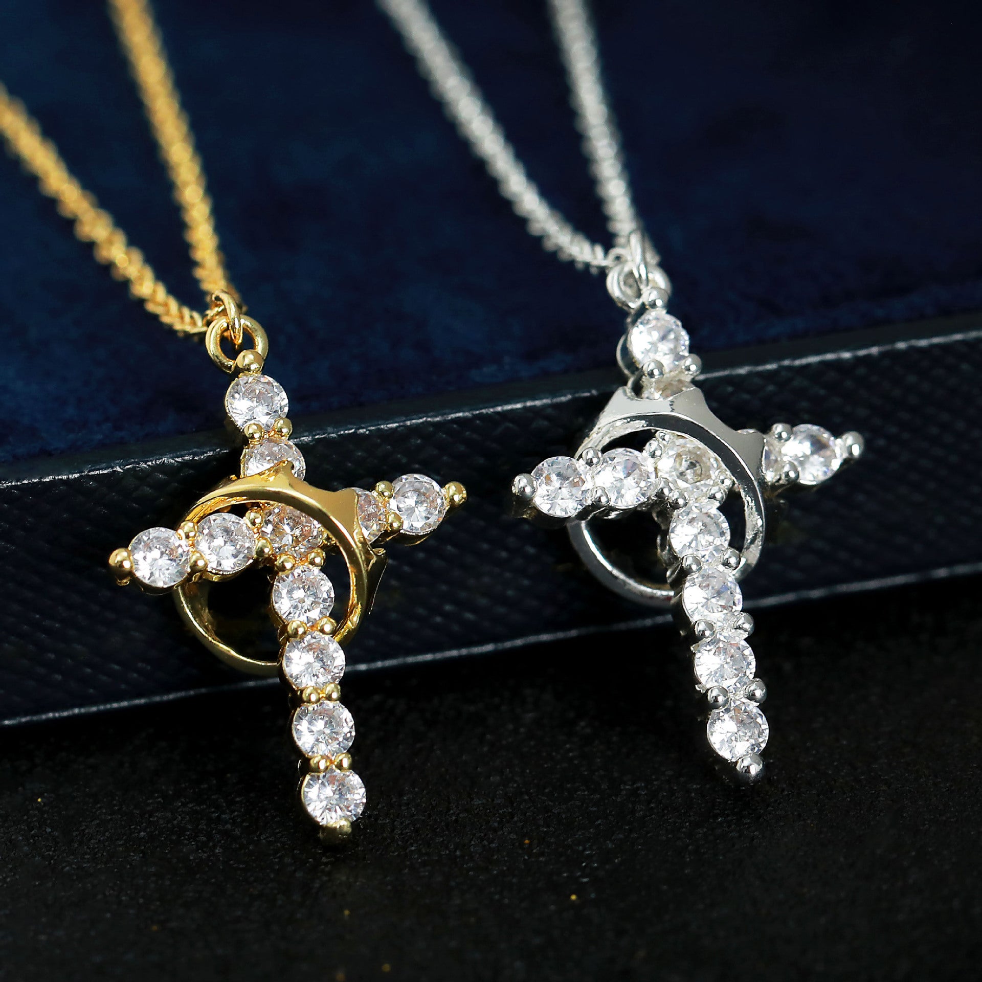 Cross Necklace – Rotatable Crown & Cross Pendant by OEM