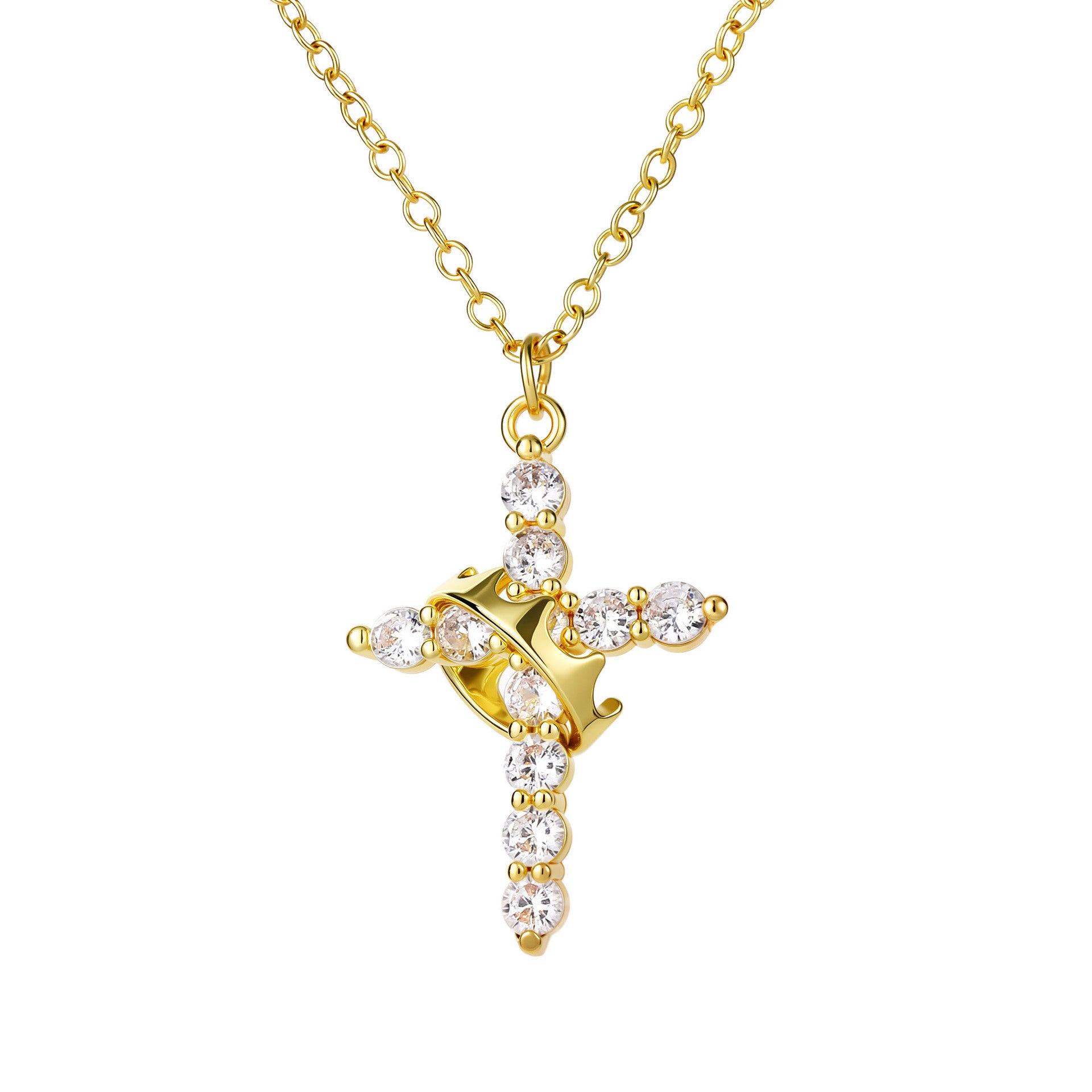 Cross Necklace – Rotatable Crown & Cross Pendant by OEM