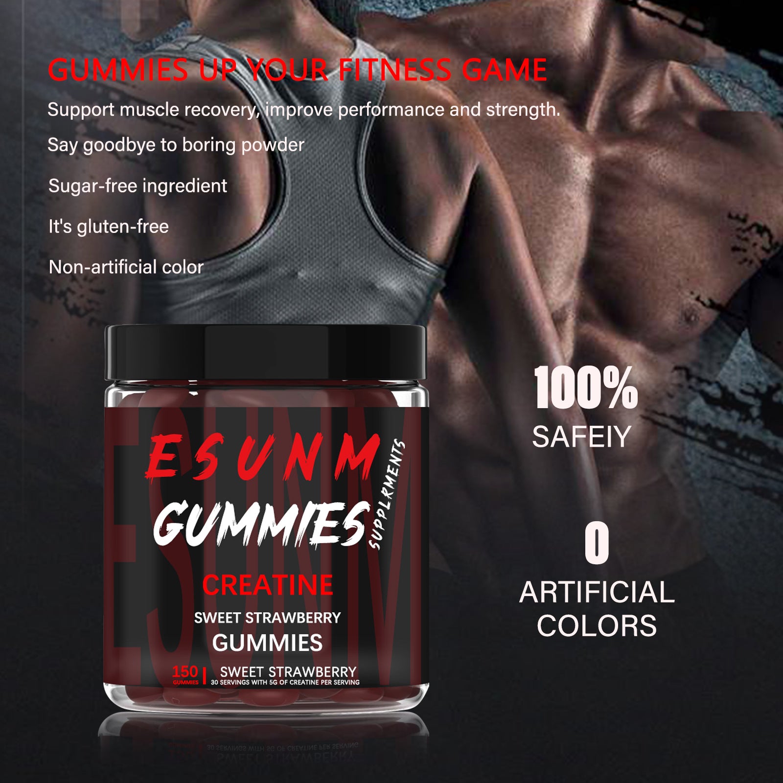 Chewable creatine soft candy gummies, 150 tablets