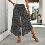 Polka-dot high-waist loose wide-leg trousers