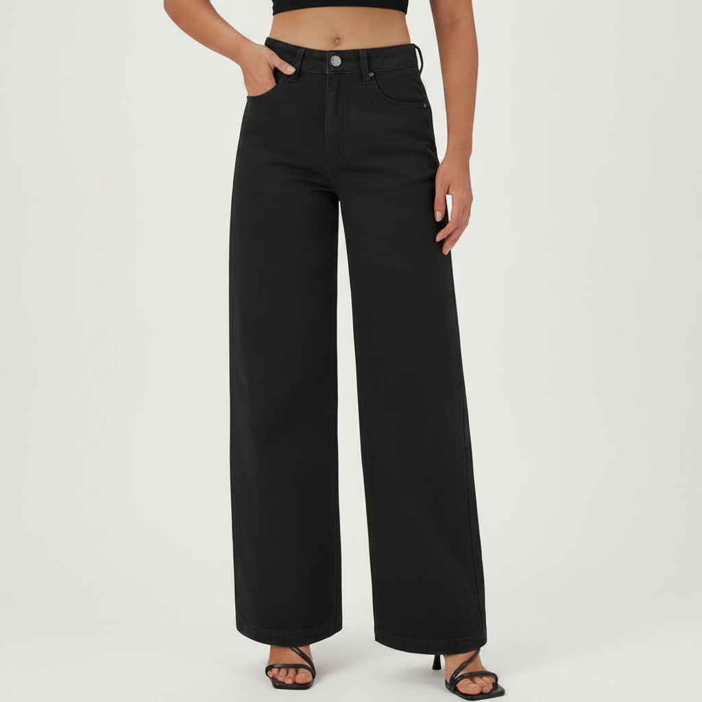 High-Waist Wide-Leg Jeans – Cropped Straight Denim Trousers