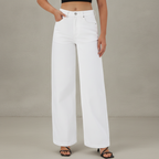 High-Waist Wide-Leg Jeans – Cropped Straight Denim Trousers